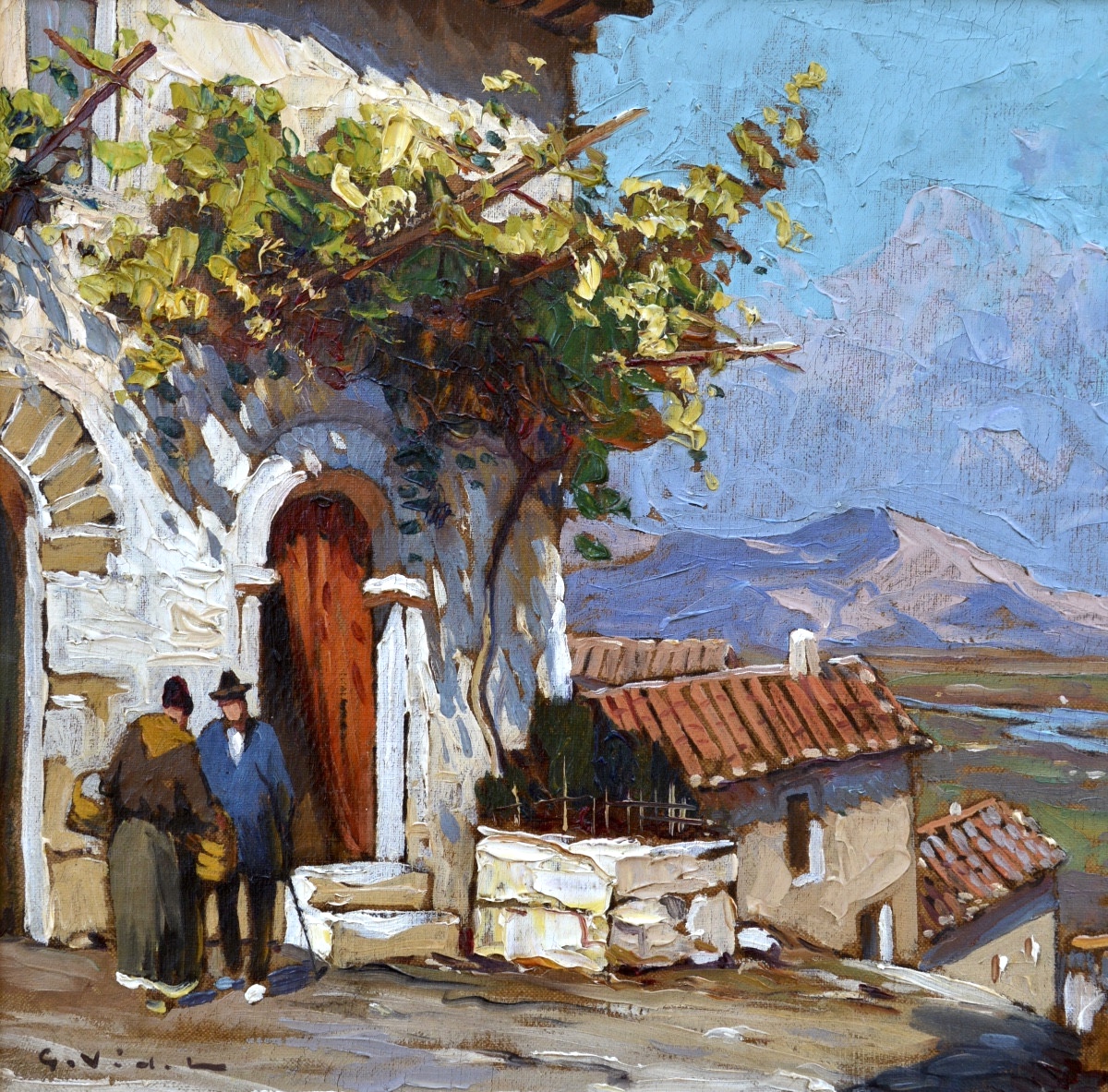 VIDAL Gustave (1895 - 1966) "Rue de la Monnaie à Villeneuve-lez-Avignon" Provence Avignon Gard-photo-2