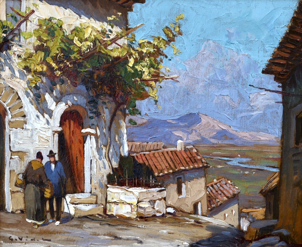 VIDAL Gustave (1895 - 1966) "Rue de la Monnaie à Villeneuve-lez-Avignon" Provence Avignon Gard