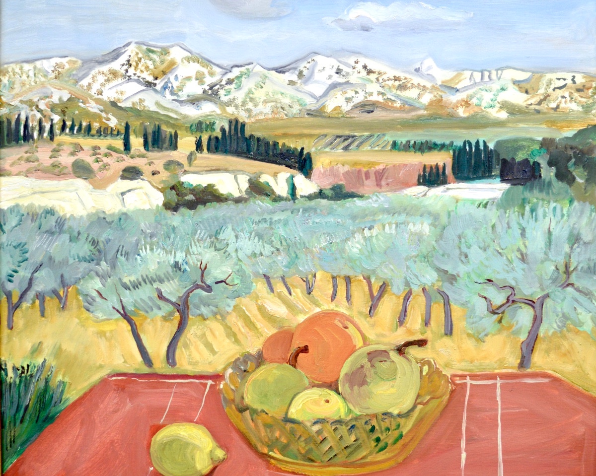 BRAYER Yves (1907-1990) «Corbeille de fruits devant les Alpilles» Provence Paris Paradou Baux -photo-2