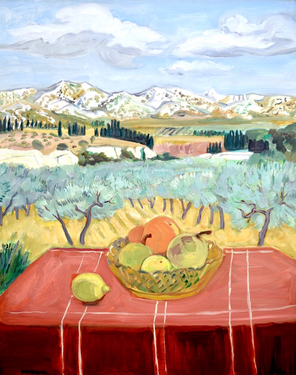 BRAYER Yves (1907-1990) «Corbeille de fruits devant les Alpilles» Provence Paris Paradou Baux 