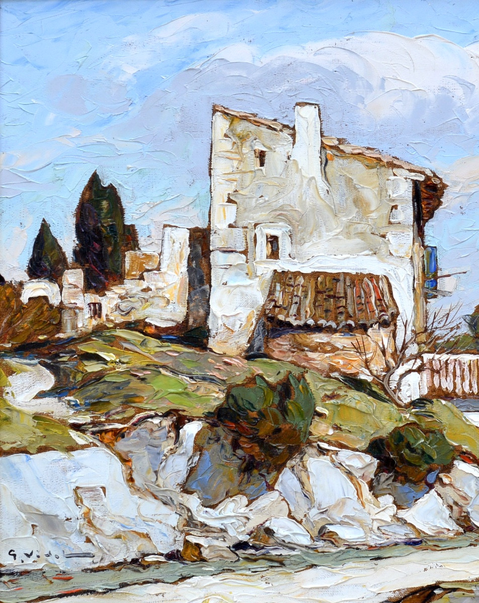 VIDAL Gustave (1895-1966) "Vieille ferme en Provence" Avignon Alpilles Fontvieille Eygalières -photo-2