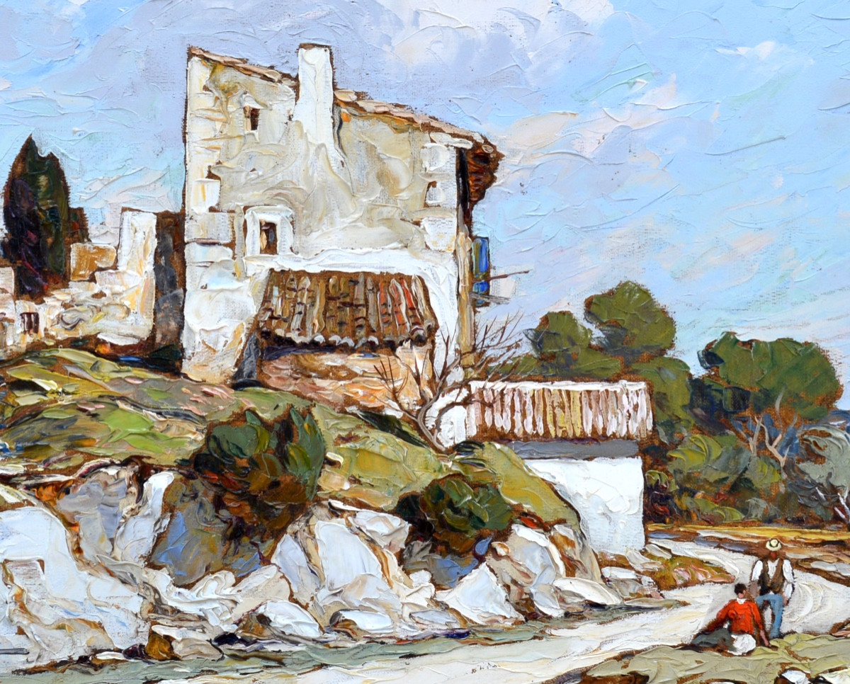 VIDAL Gustave (1895-1966) "Vieille ferme en Provence" Avignon Alpilles Fontvieille Eygalières -photo-4