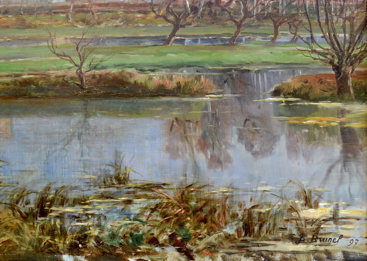 Brunel Jean-baptiste (1844-1919) "view Of Avignon In Autumn" Provence Barthelasse Grivolas Paris-photo-1