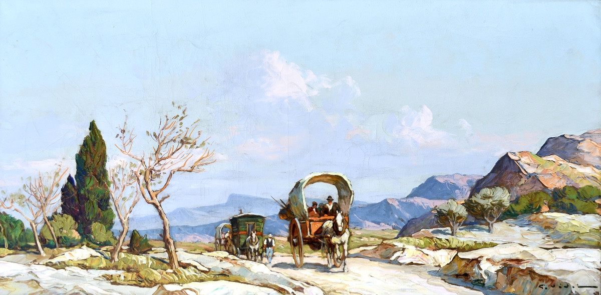 Vidal Gustave (1895-1966) "carts On A Path In The Alpilles" Avignon Provence Paris