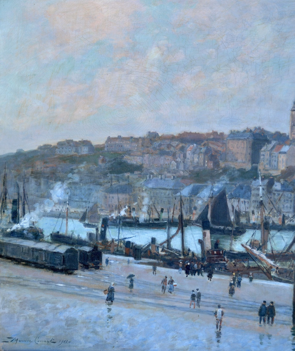 Courant Maurice (1847-1926) “quai Chanzy And Port Of Boulogne-sur-mer” Havre Berck Calais Paris-photo-2