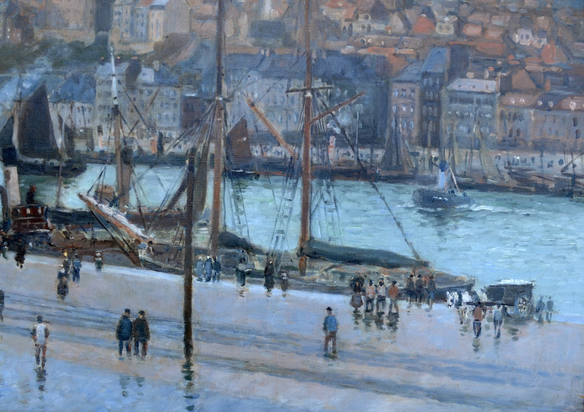 Courant Maurice (1847-1926) “quai Chanzy And Port Of Boulogne-sur-mer” Havre Berck Calais Paris-photo-4