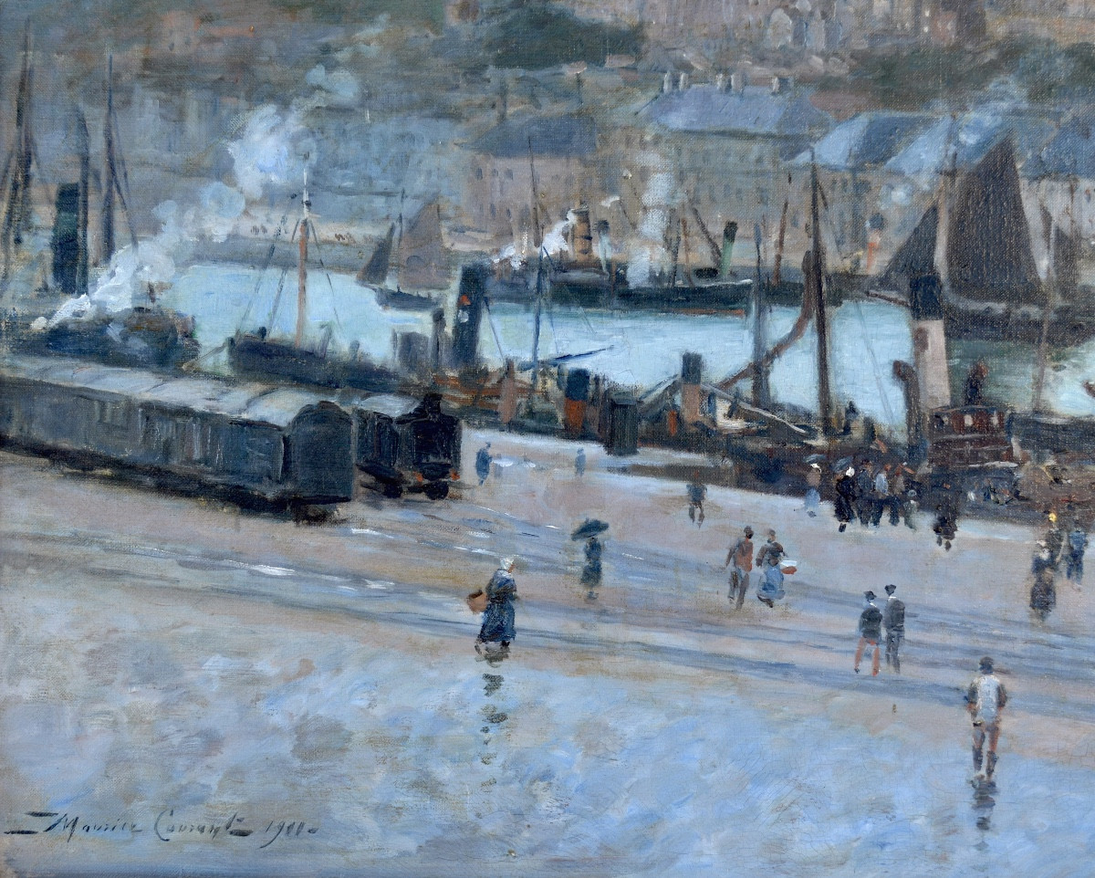 Courant Maurice (1847-1926) “quai Chanzy And Port Of Boulogne-sur-mer” Havre Berck Calais Paris-photo-2