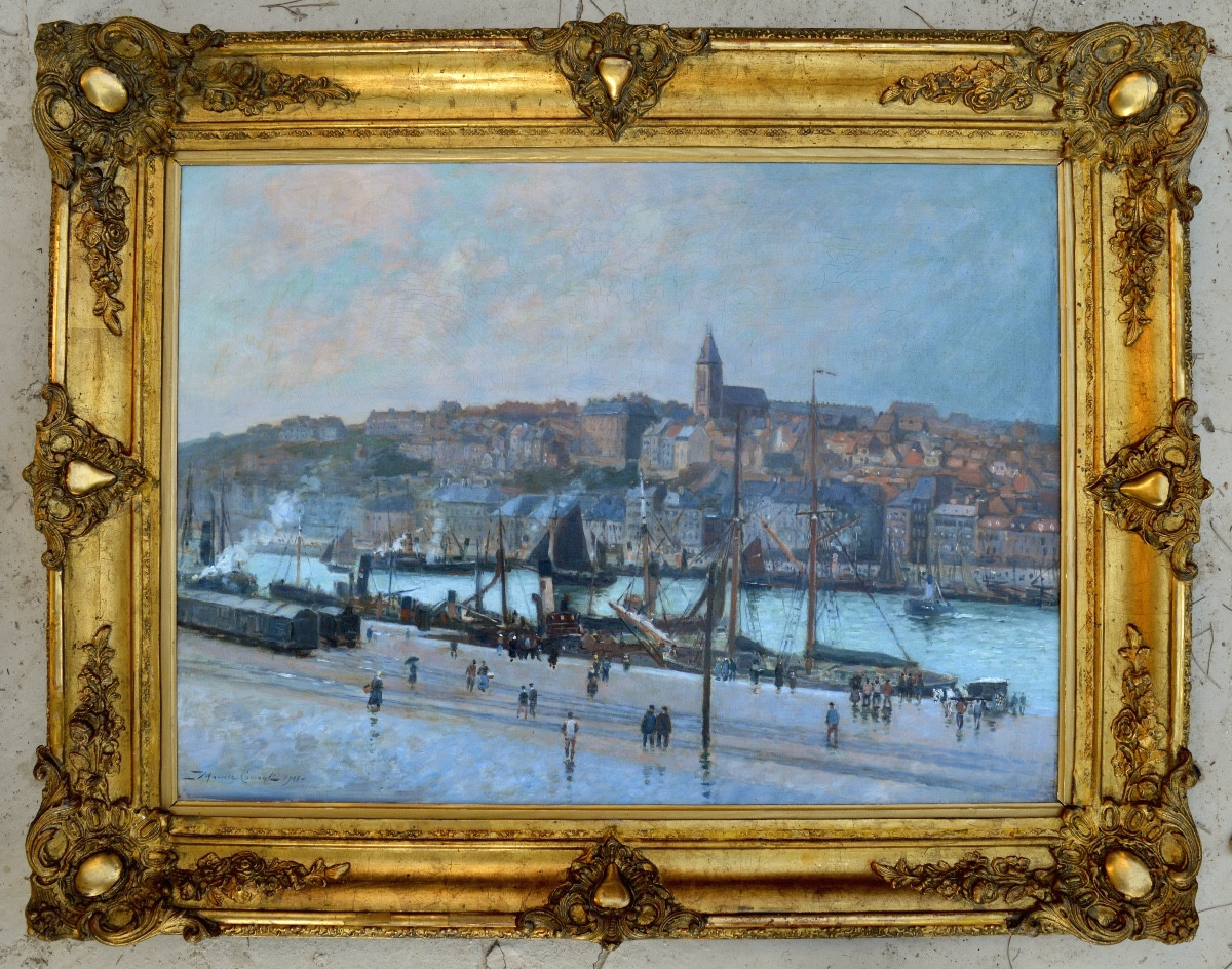 Courant Maurice (1847-1926) “quai Chanzy And Port Of Boulogne-sur-mer” Havre Berck Calais Paris-photo-3