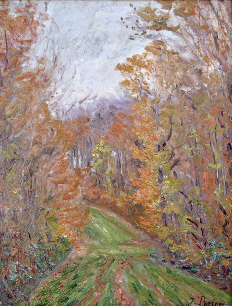 POZIER Jacinthe (1844-1915) "Sous bois / Maison en Bretagne" Pont Aven Eragny Paris Pissarro