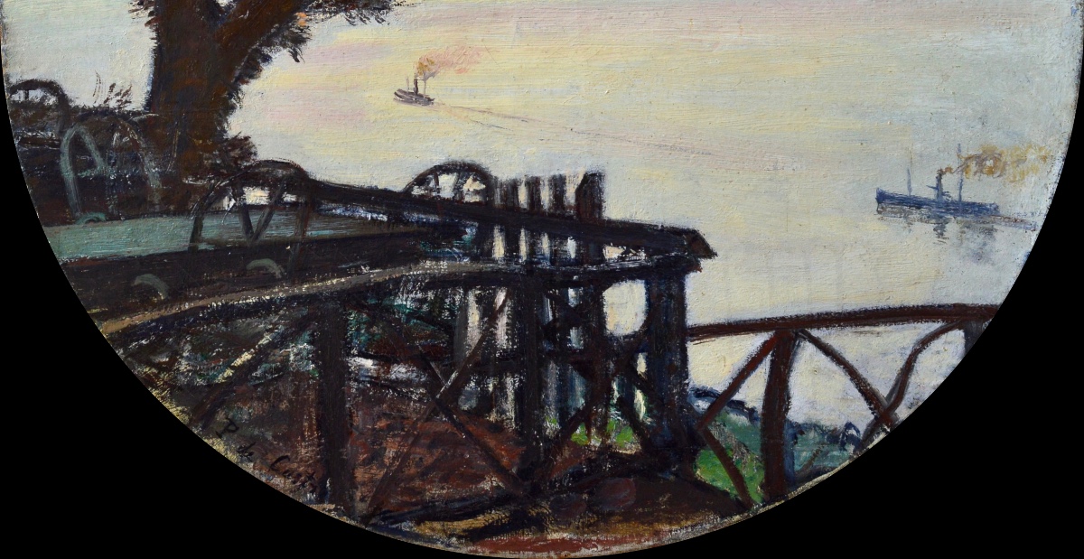 Paul de CASTRO (1882-1940) « Guinguette sur les bords de Seine »  Rouen Honfleur Paris Havre-photo-3