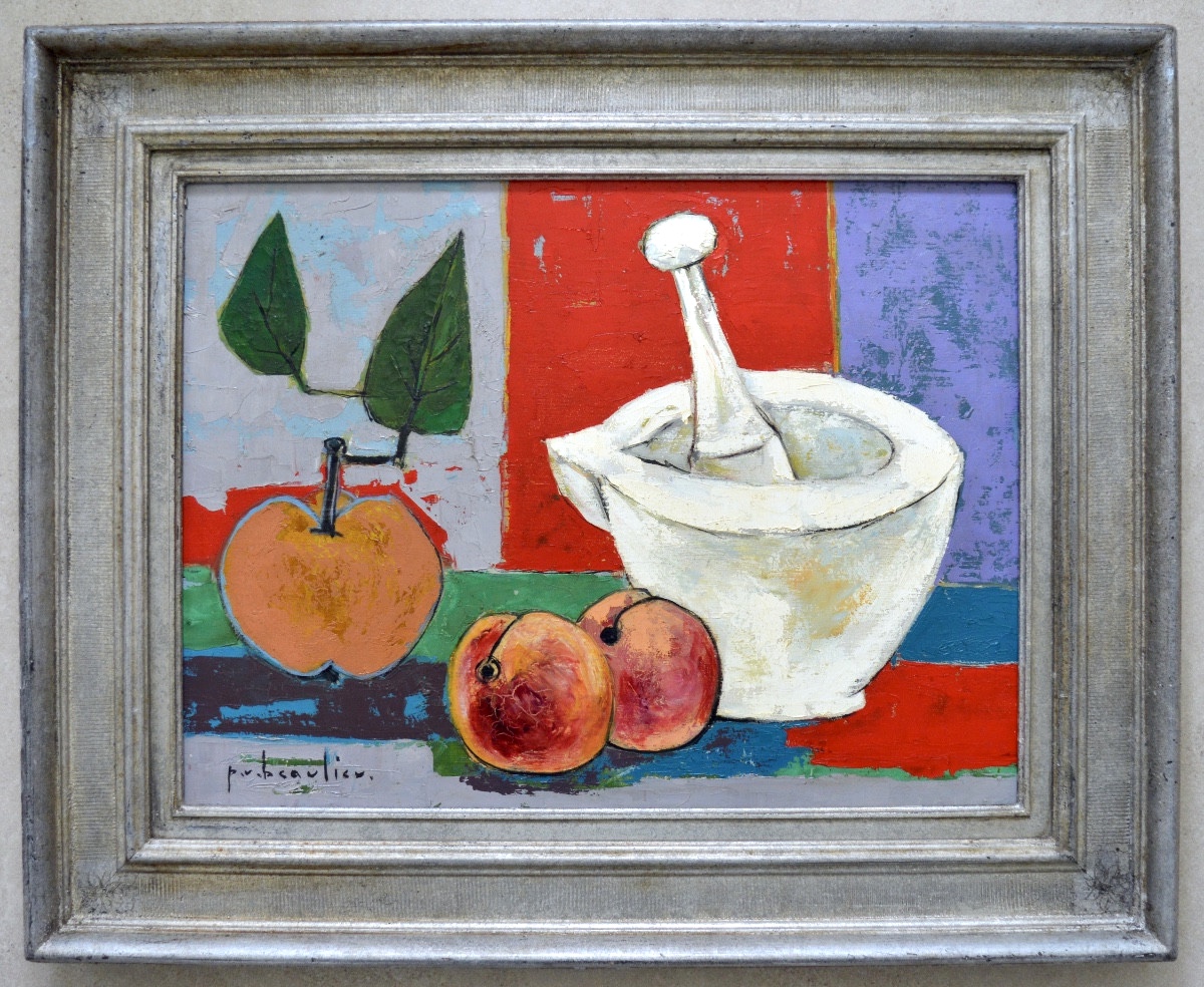 Paul-vanier Beaulieu (1910-1996) "white Mortar And Fruits" Canada Montreal Lemieux Cosgrove -photo-4
