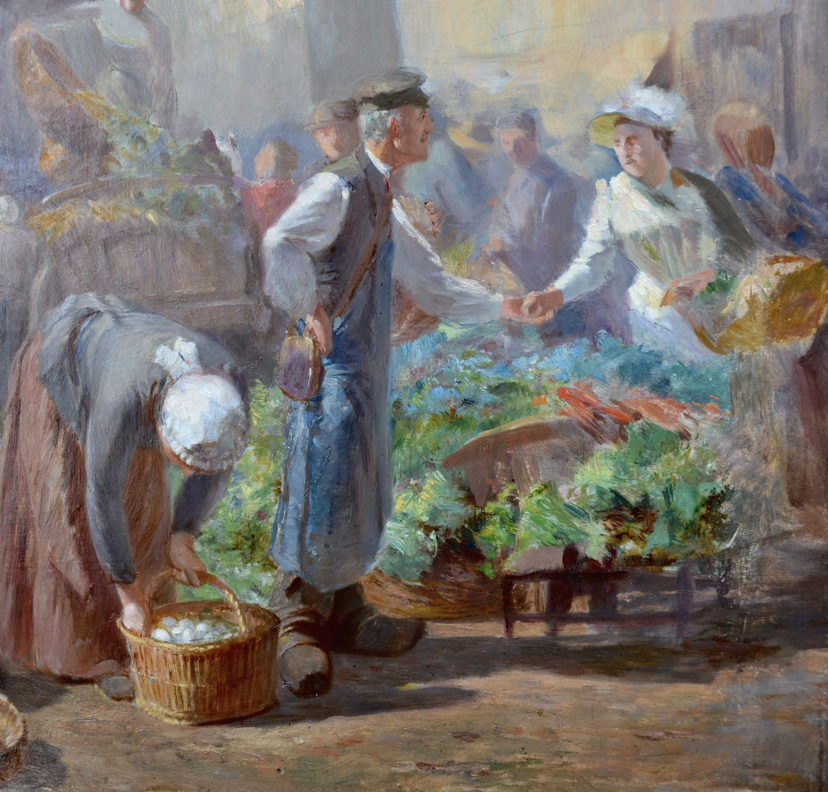 DESCELLES Paul (1851-1915) « Marché à Saint-Dié des Vosges » Deodatie Colmar Epinal Paris -photo-1