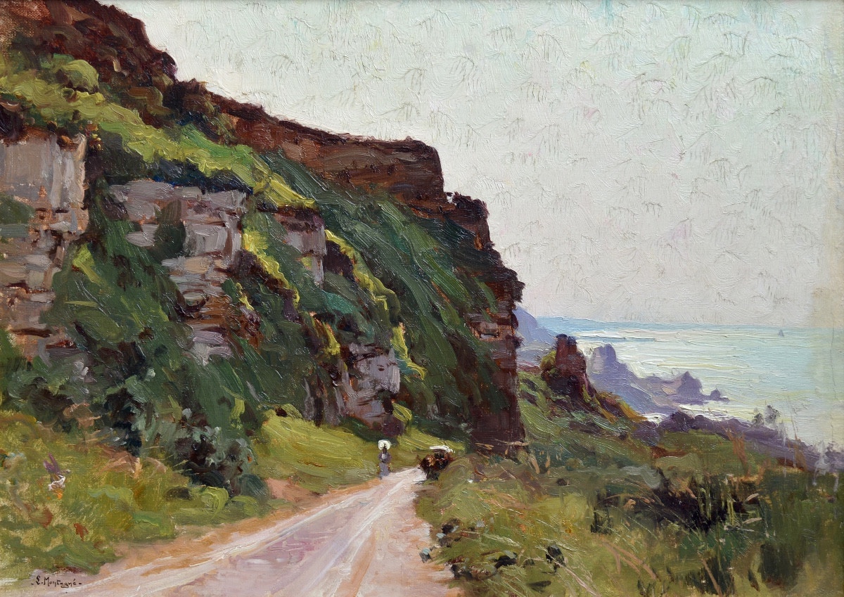 MONTAGNE Louis (1879-1960) «Les falaises de Longues sur Mer » Calvados Normandie Paris Avignon