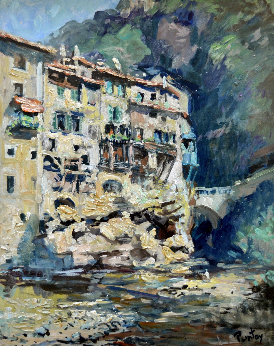 PONTOY Henri (1888-1968) "Village de Pont-en-Royans, Isère" Grenoble Valence Drôme Provence
