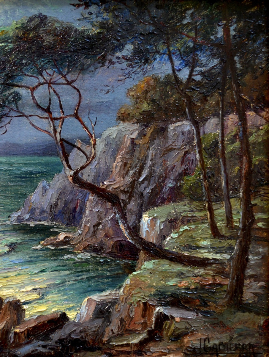 CADIERRA Louis (XIX-XXe) « L'Estérel à la tombée de la nuit » Var Provence Agay Fréjus Paris -photo-3