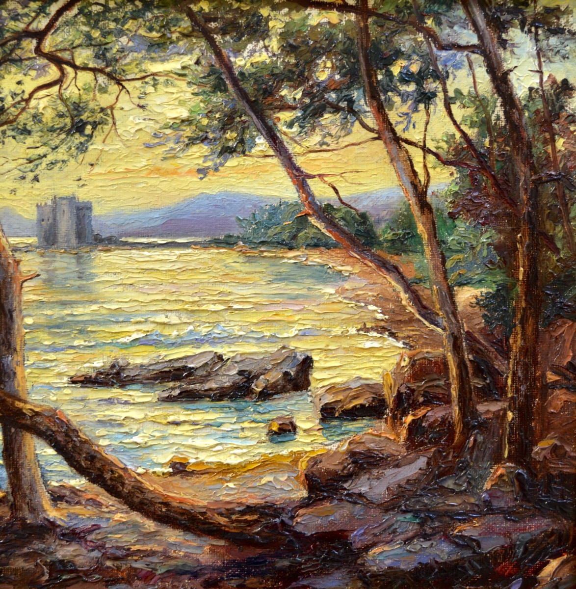 CADIERRA Louis (XIX-XXe) « Forteresse sur l'île Saint-Honorat » Cannes Provence Paris Antibes-photo-3