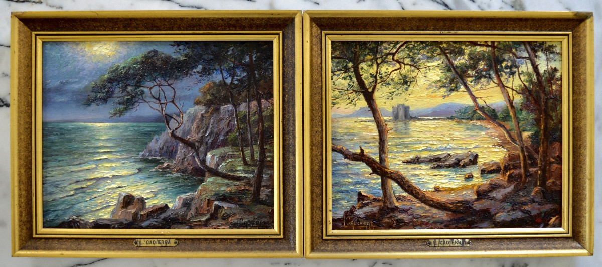 CADIERRA Louis (XIX-XXe) « Forteresse sur l'île Saint-Honorat » Cannes Provence Paris Antibes-photo-3
