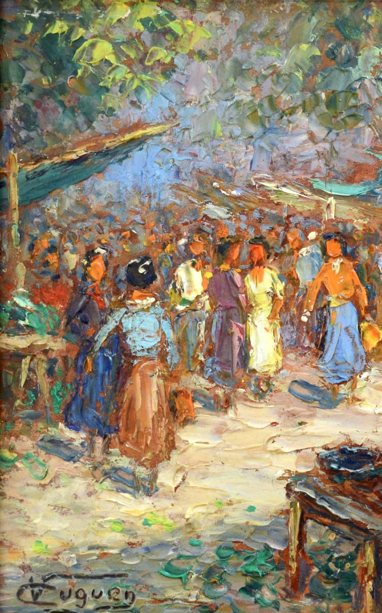 CUGUEN Victor (1882-1969) « Marché aux fleurs à Toulon » Provence Pontorson Fleuriste Paris-photo-2