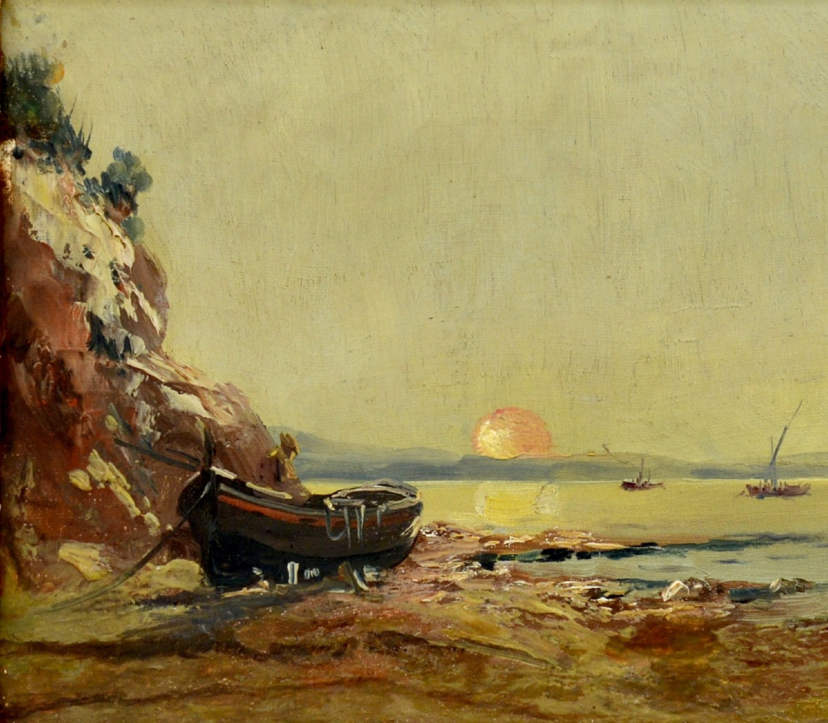 Nattero Louis (1870-1915) "beach At Sunset" Marseille Toulon Paris Martigues Provence-photo-2