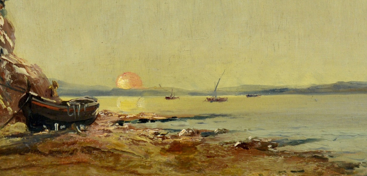 Nattero Louis (1870-1915) "beach At Sunset" Marseille Toulon Paris Martigues Provence-photo-4