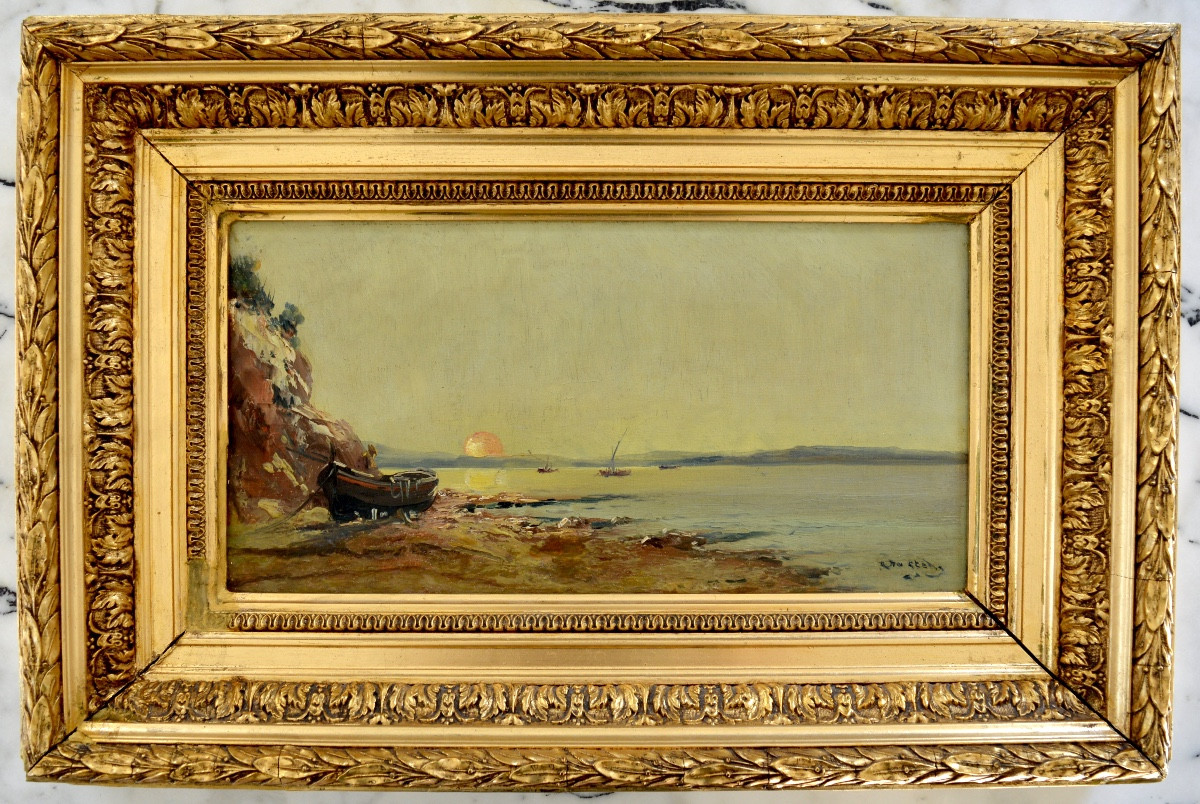 Nattero Louis (1870-1915) "beach At Sunset" Marseille Toulon Paris Martigues Provence-photo-1