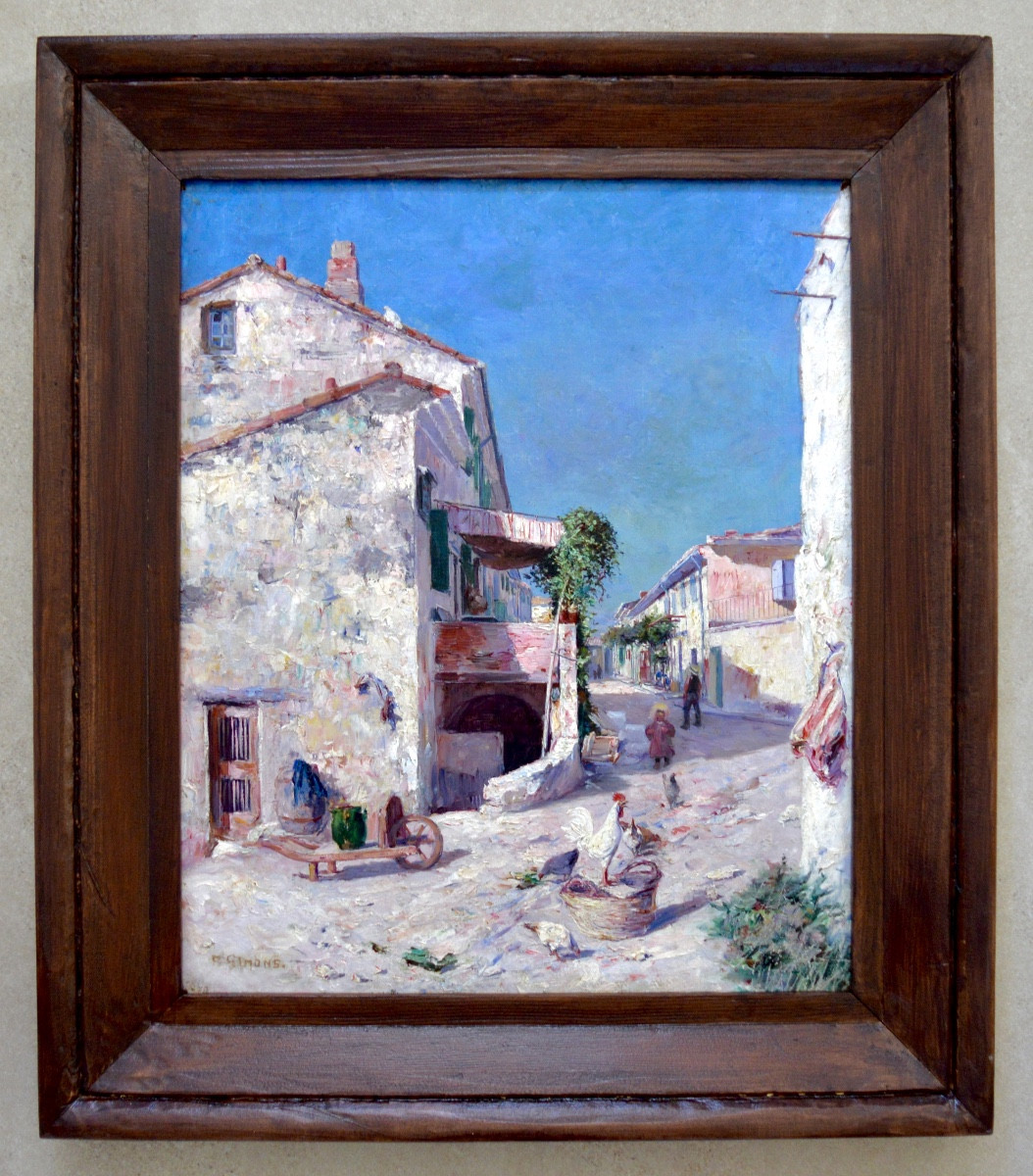 SIMONS Paul (1865-1932) "Rue animée en Provence" Marseille Martigues Istres Paris -photo-3