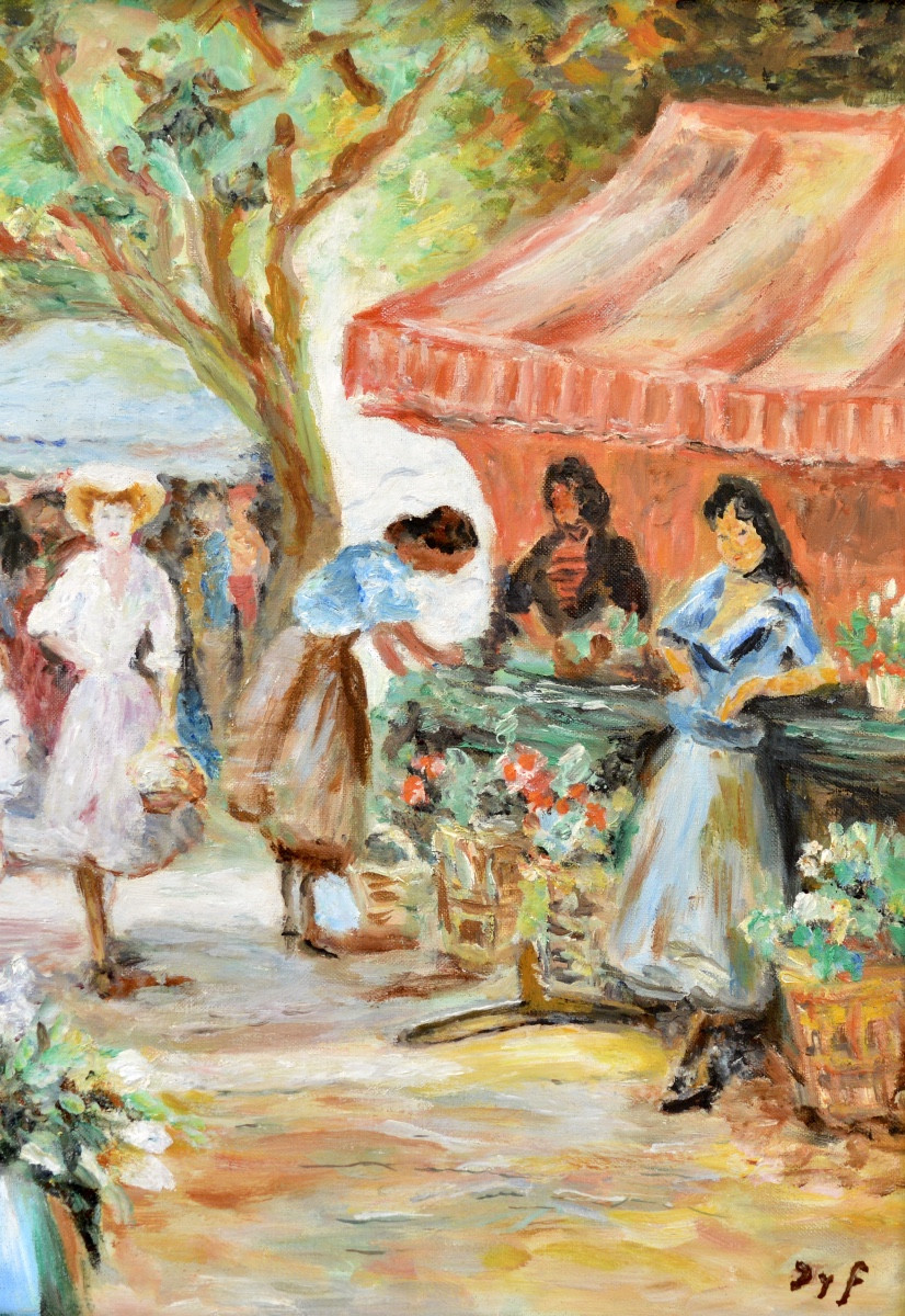 DYF Marcel (1899-1985) «Marché aux fleurs à Arles » Provence Paris Londres Cannes Vence-photo-3
