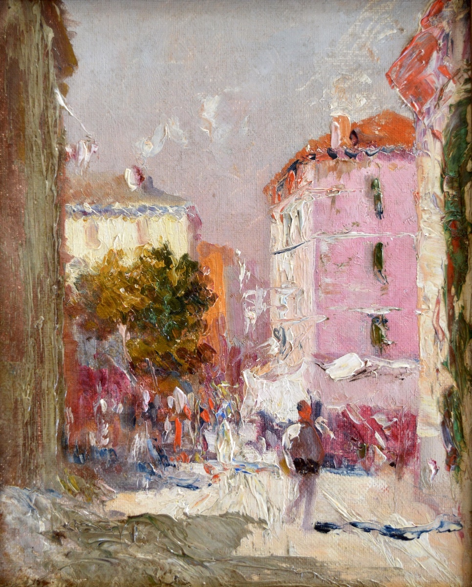 NATTERO Louis (1870-1915) " Place Puget, Toulon "  Provence Marseille Pelloutier Rue provençale