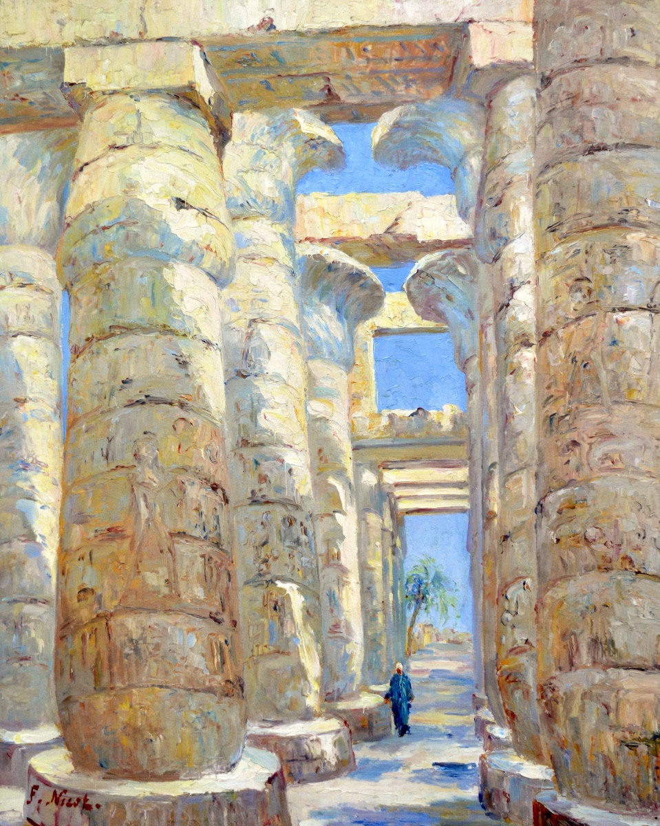 Nicot François (1873-1945) "hypostyle Hall, Temple Of Karnak, Egypt" Luxor Paris Cairo Nile 