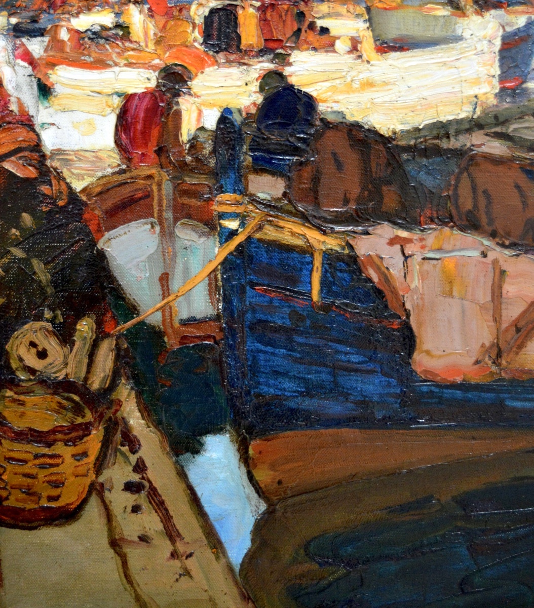 MATTIO Laurent (1892-1965) « Coin du port, île Porquerolles » Provence Toulon Hyeres Paris Var-photo-4