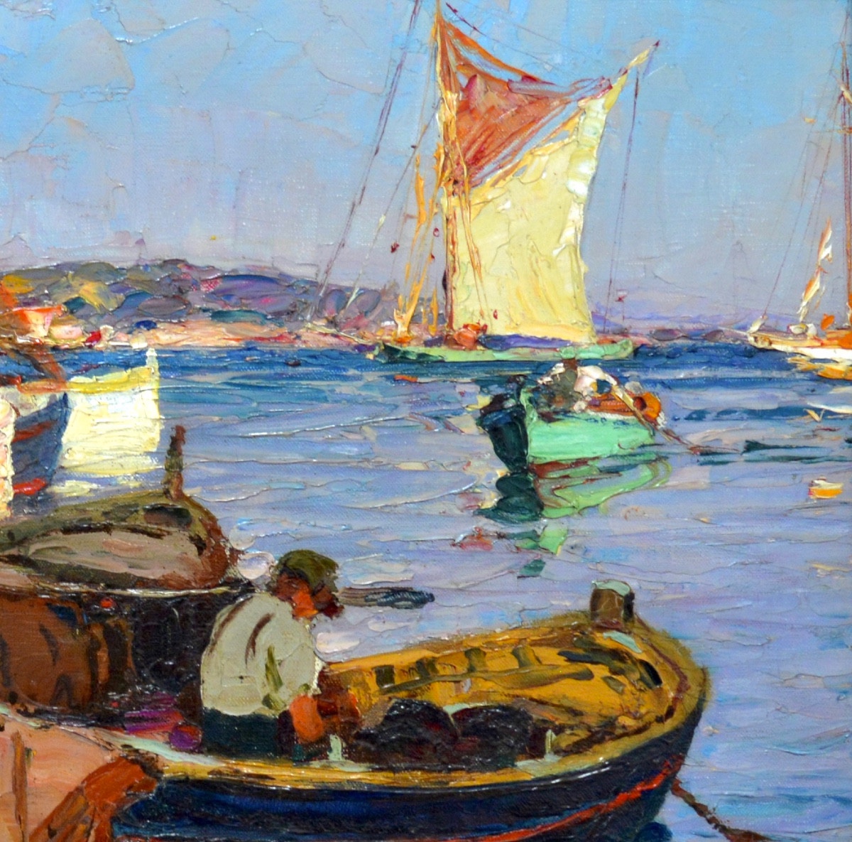 MATTIO Laurent (1892-1965) « Coin du port, île Porquerolles » Provence Toulon Hyeres Paris Var-photo-2