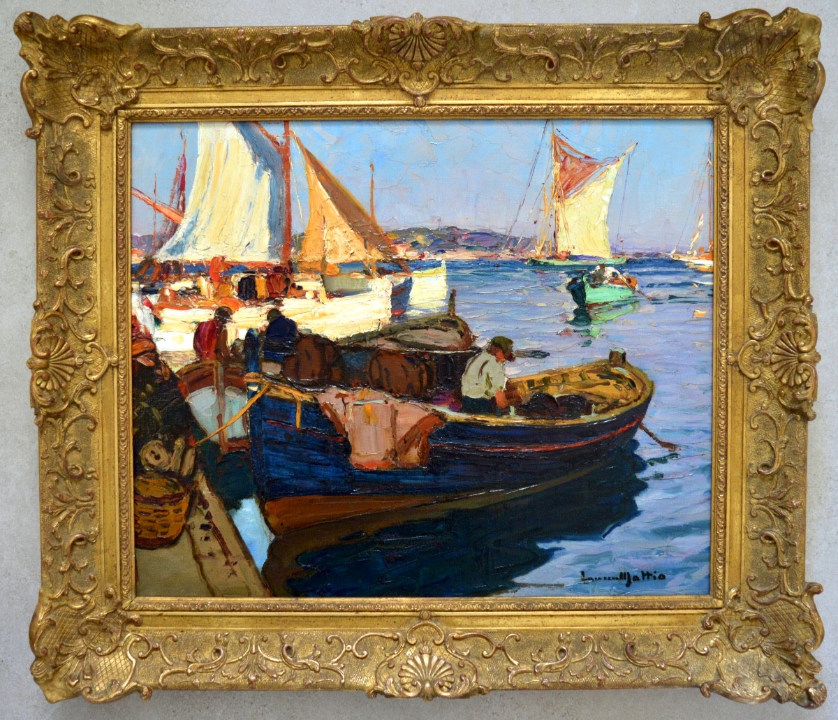 MATTIO Laurent (1892-1965) « Coin du port, île Porquerolles » Provence Toulon Hyeres Paris Var-photo-4