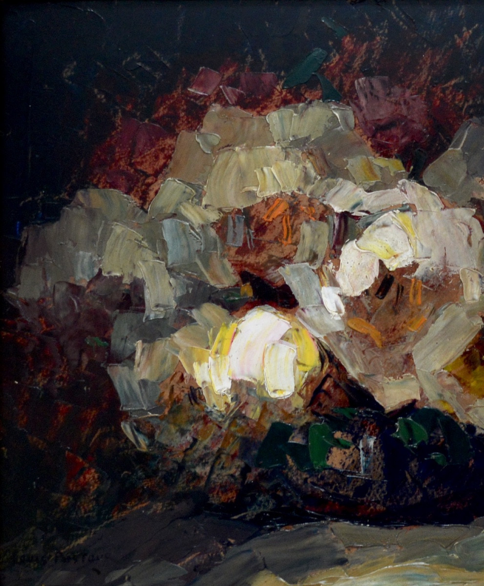 PASTOUR Louis (1876-1948) « Fleurs - Doux baisé » Cannes Provence Pivoines Roses Paris-photo-2