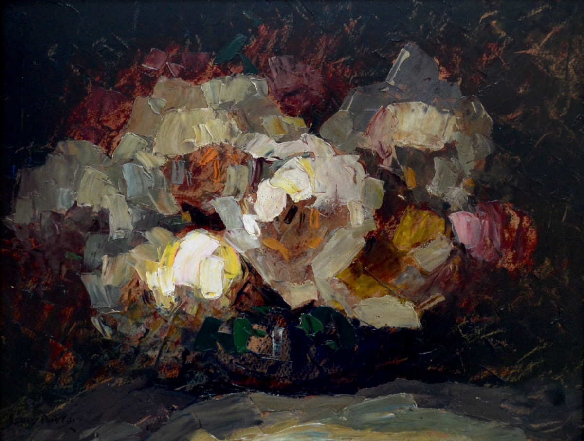 PASTOUR Louis (1876-1948) « Fleurs - Doux baisé » Cannes Provence Pivoines Roses Paris