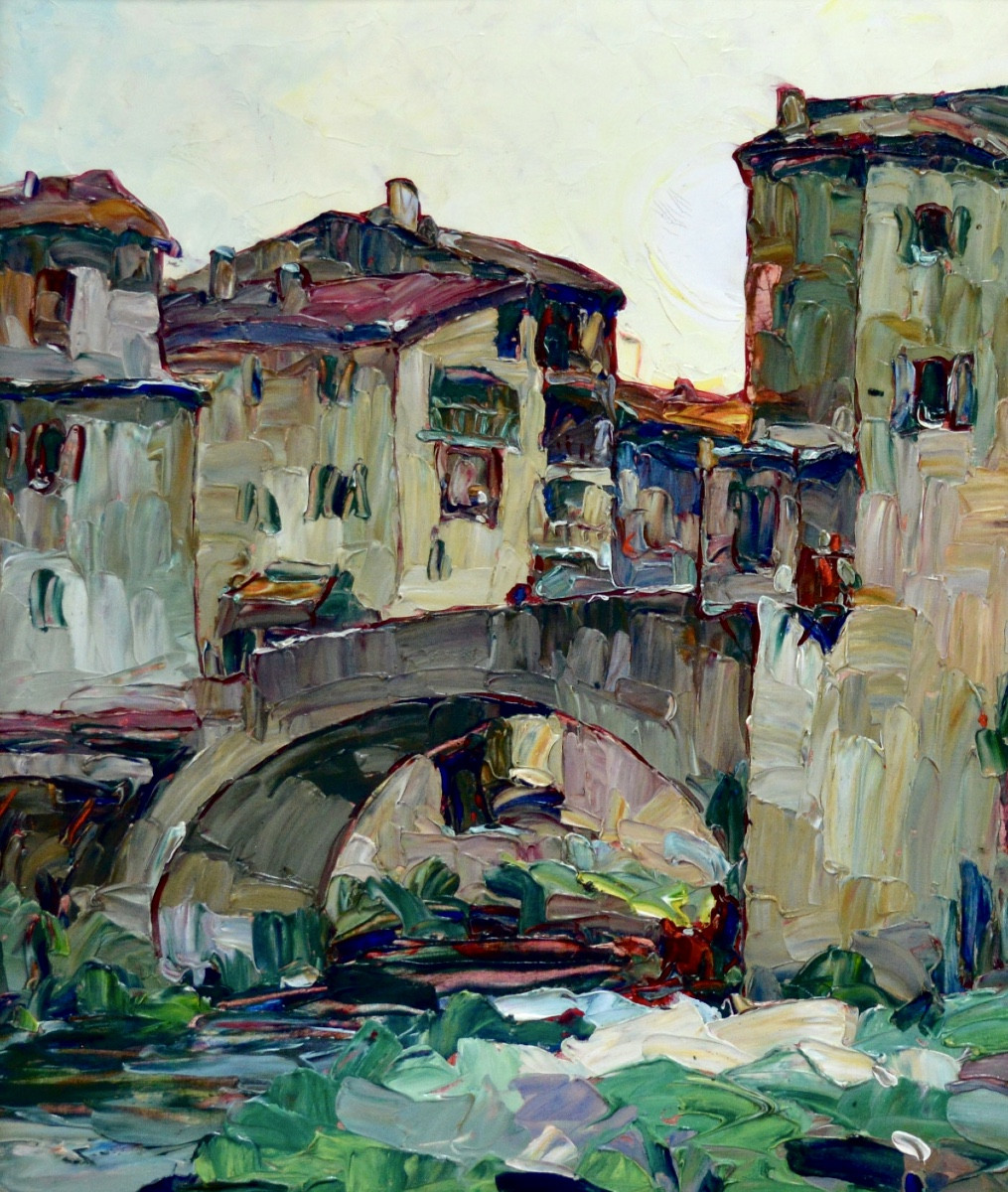 PASTOUR Louis (1876-1948) « Pont de Sospel » Provence Menton Nice Paris Lavandieres Alpes-photo-2