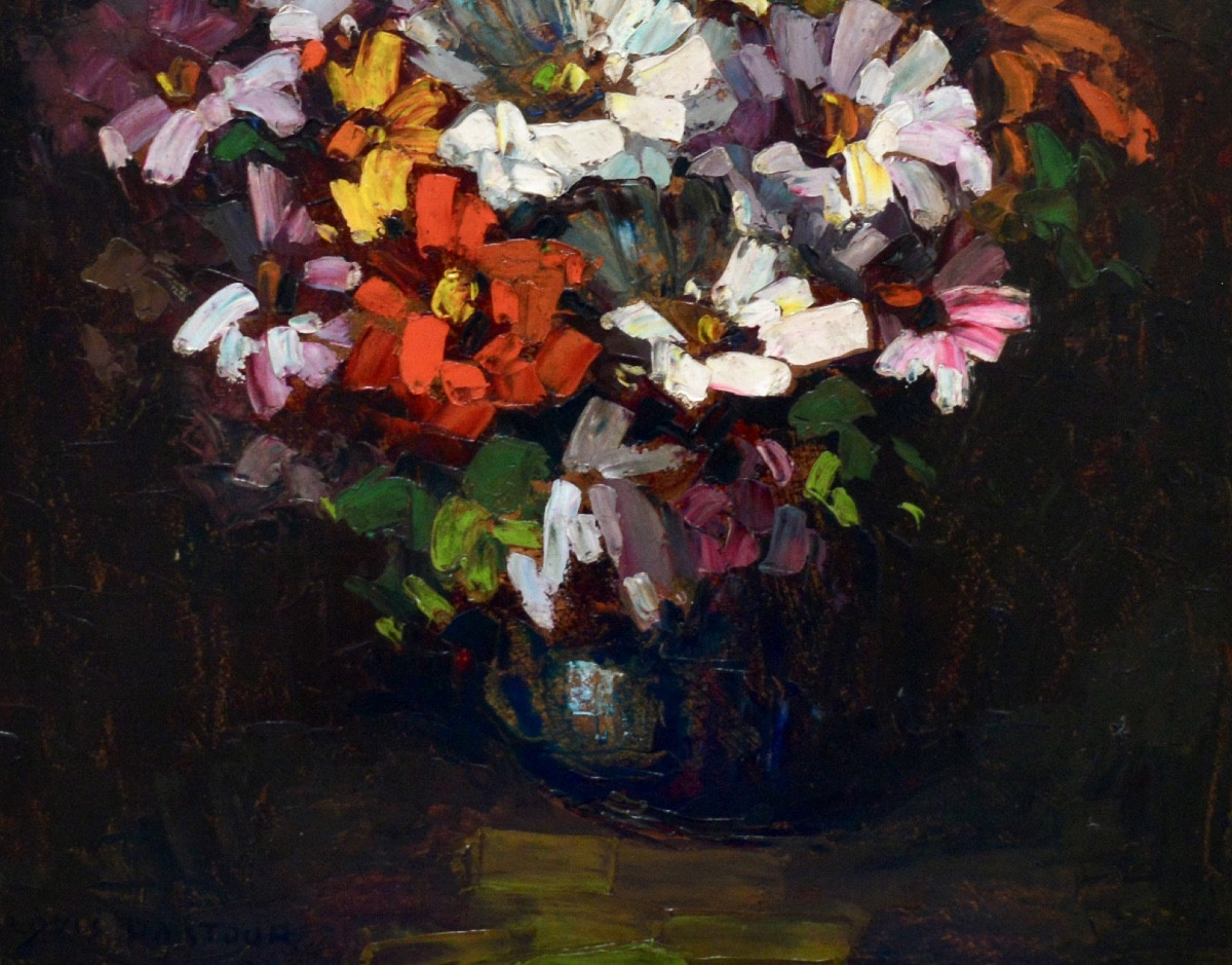 PASTOUR Louis (1876-1948) «Fleurs - Grande célébration »  Zinnias Cannes Provence Paris Jardin-photo-3