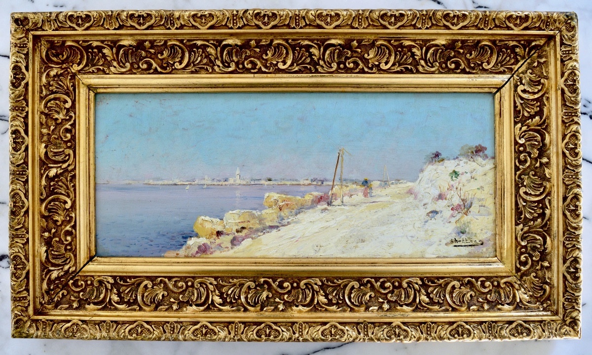 NATTERO Louis (1870-1915) " Route blanche le long de l'étang de Berre "Provence Marseille Paris-photo-4