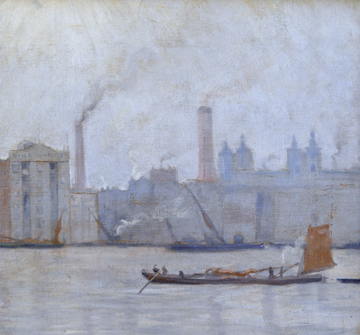 Jean-jacques Rousseau (1861-1911) "the Thames In London, 1899" Electric Plant, England, Oxford-photo-3