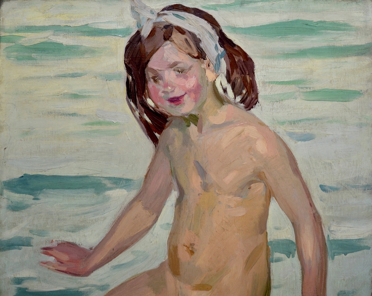 Castelucho Y Diana Claudio (1870-1927) "child On The Beach" Spain Barcelona Sorolla Paris -photo-2