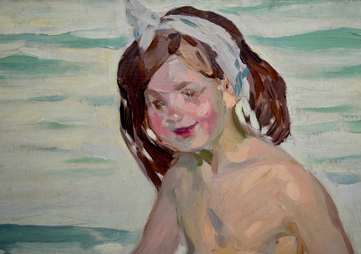Castelucho Y Diana Claudio (1870-1927) "child On The Beach" Spain Barcelona Sorolla Paris -photo-4