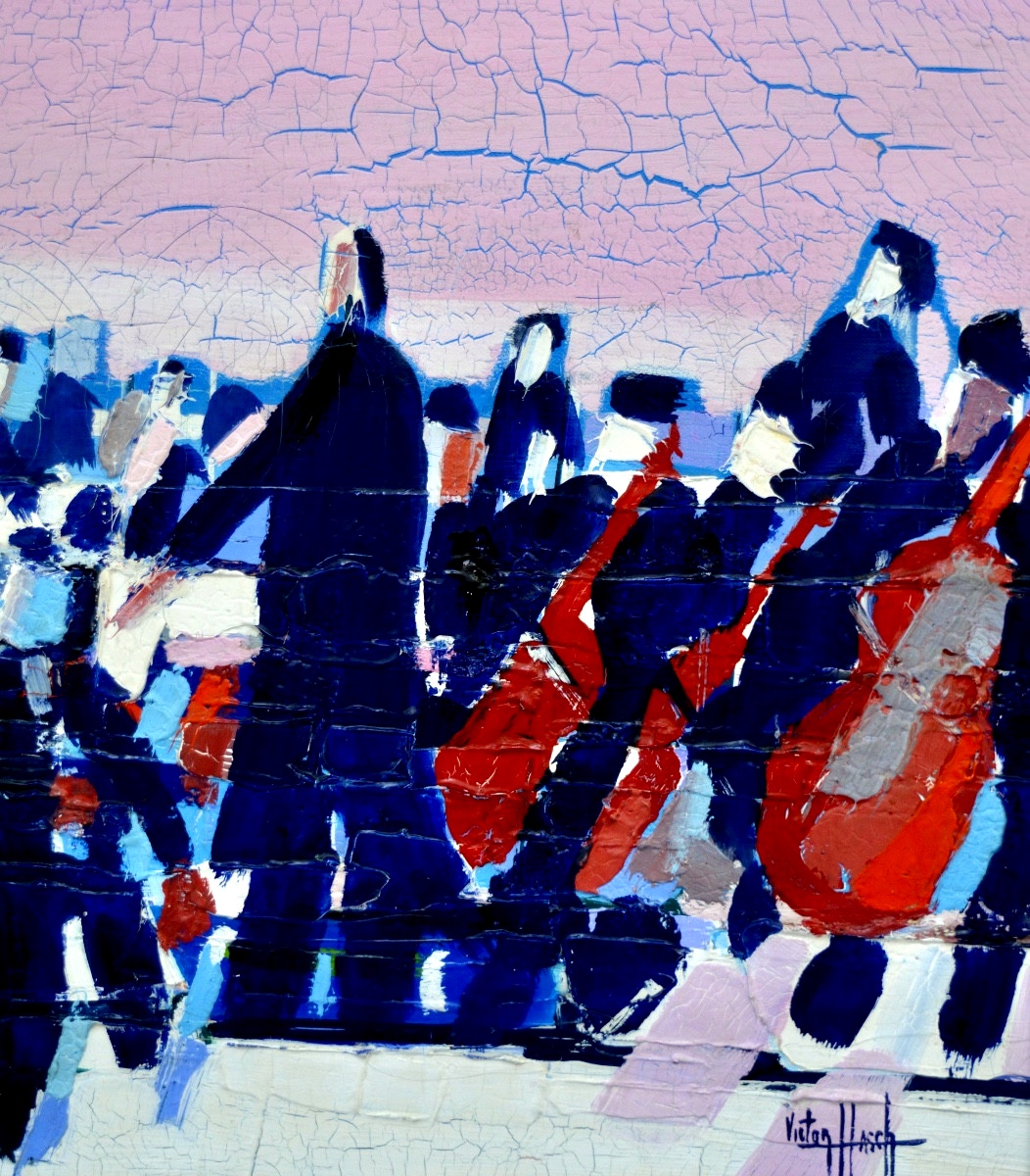 HASCH Victor (1945-2012) " L'orchestre rose, 1980 " Concert Musique Paris Stael -photo-2