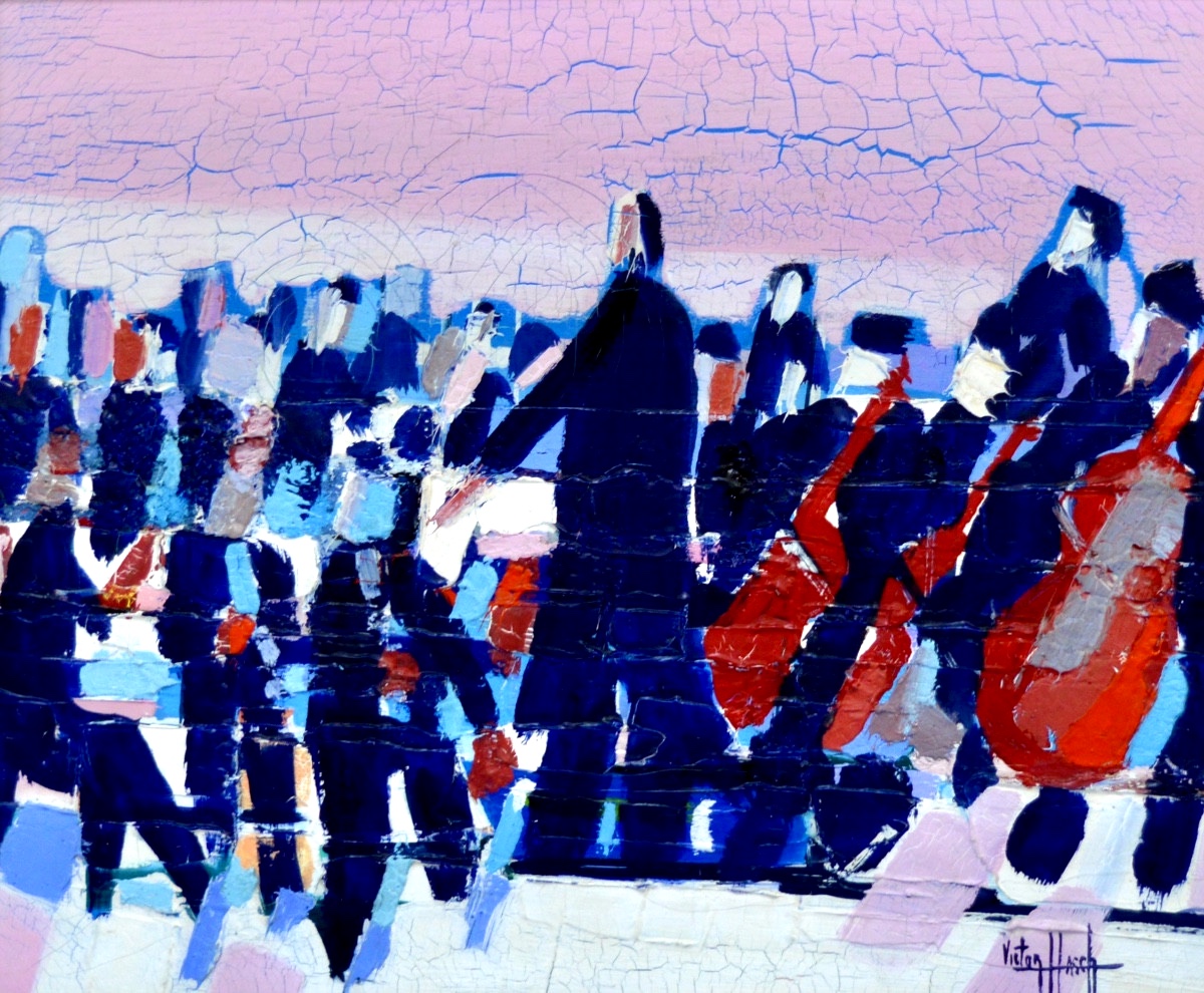 HASCH Victor (1945-2012) " L'orchestre rose, 1980 " Concert Musique Paris Stael 