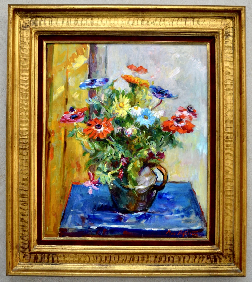 AGOSTINI Max (1914-1997) " Bouquet de fleurs " Paris Allauch Aix Jardin Corse Anémones-photo-1