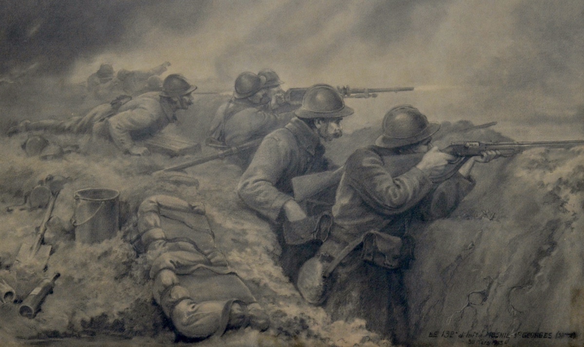 Pierre Marcel (1897-1969) "132nd Infantry Regiment At Mesnil Saint Georges" Ferté Macé War-photo-4