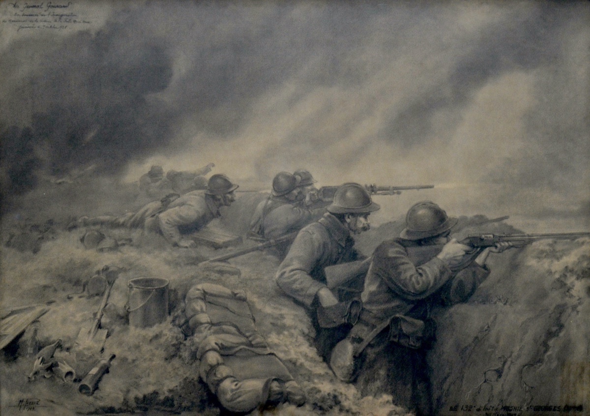 Pierre Marcel (1897-1969) "132nd Infantry Regiment At Mesnil Saint Georges" Ferté Macé War