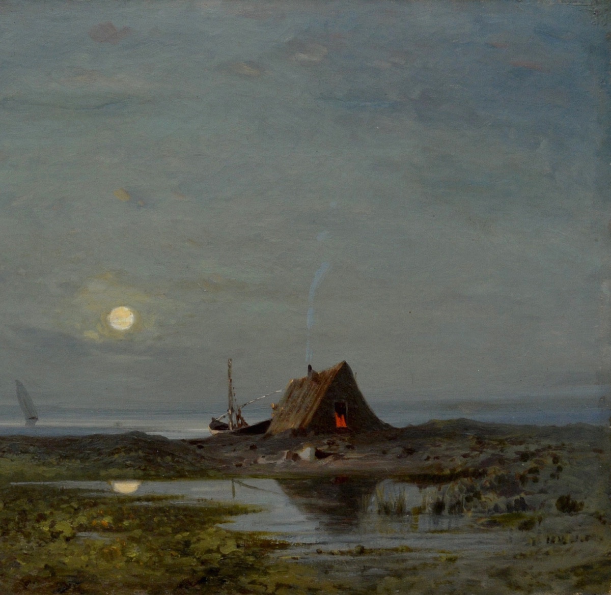 Maglione André (1838-1923) "the Jaï Beach In Marignane" Marseille Berre Vitrolles Martigues -photo-2