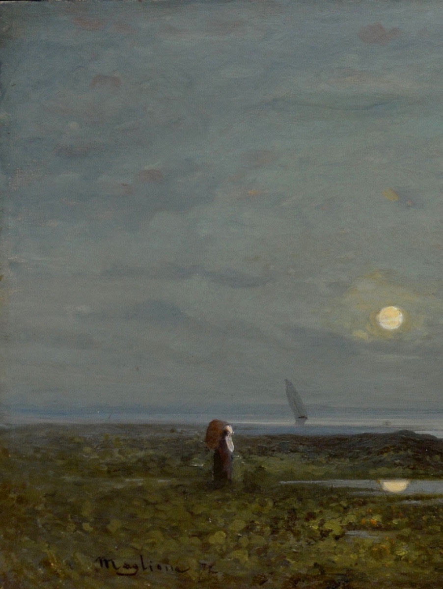 Maglione André (1838-1923) "the Jaï Beach In Marignane" Marseille Berre Vitrolles Martigues -photo-3