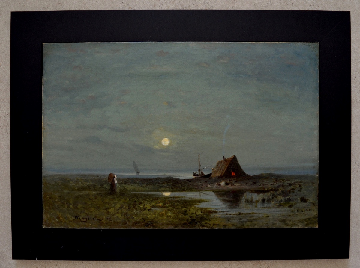 Maglione André (1838-1923) "the Jaï Beach In Marignane" Marseille Berre Vitrolles Martigues -photo-1