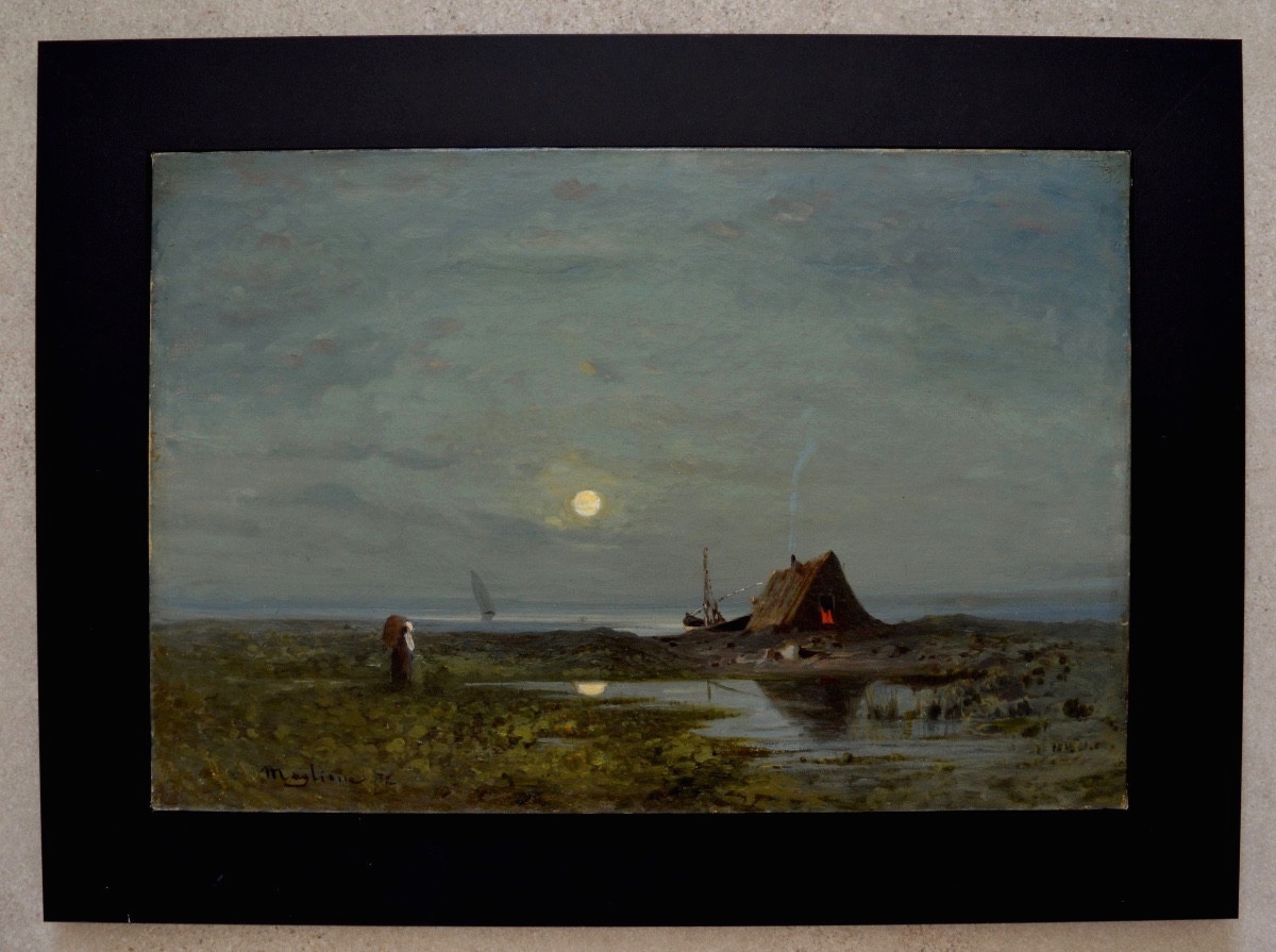 Maglione André (1838-1923) "the Jaï Beach In Marignane" Marseille Berre Vitrolles Martigues -photo-1