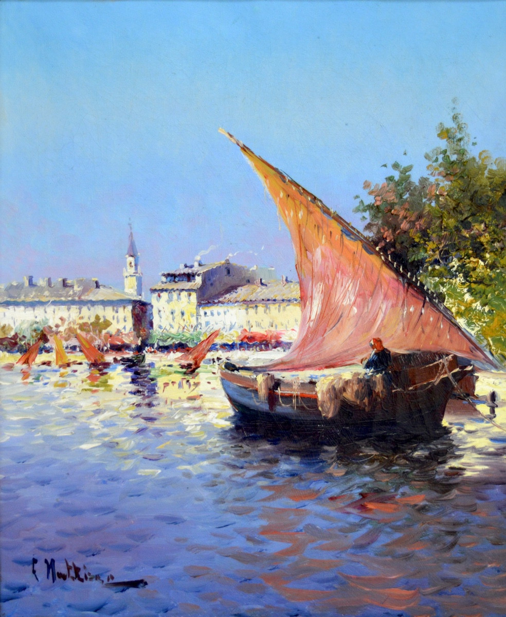 NATTERO Louis (1870-1915)  "Coucher de soleil" Toulon Martigues Marseille Provence Paris 